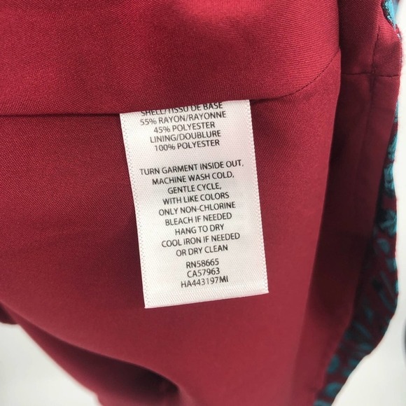 HALOGEN X ATLANTIC-PACIFIC Leopard Print Brocade Teal Maroon Dress Sz Small NEW - Picture 7 of 11